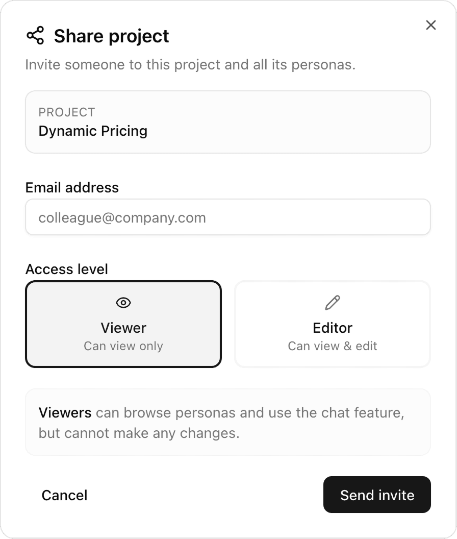 Screenshot of the modal dialog to invite collaborators